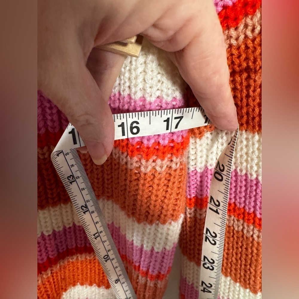 SO Girl's Striped Sweater - Cream, Pink, and Orange Size XL 14/16 - Picture 8 of 9